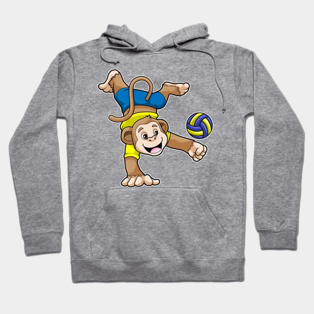 Monkey at Sports with Volleyball Hoodie by Markus Schnabel